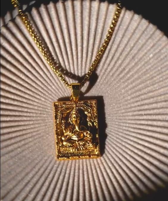 Gold Plated Ganeshji Pendant with Chain